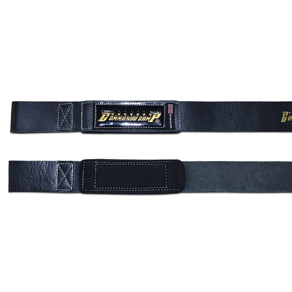 Black/Gold Commando Camp Leather Weight Lifting Straps