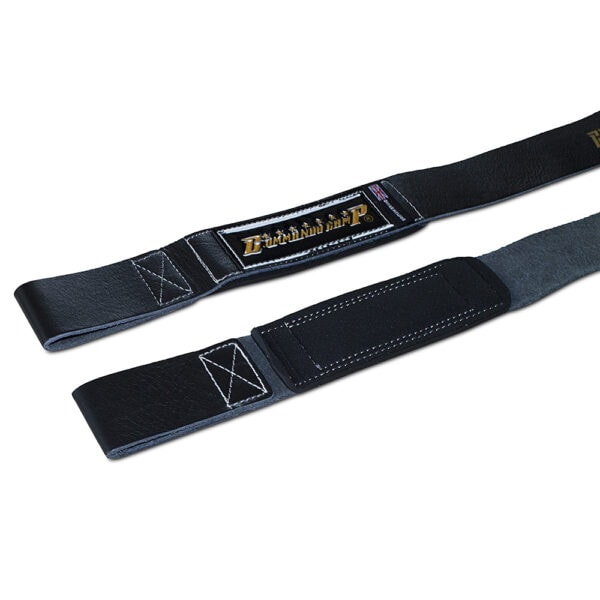 Black/Gold Commando Camp Leather Weight Lifting Straps