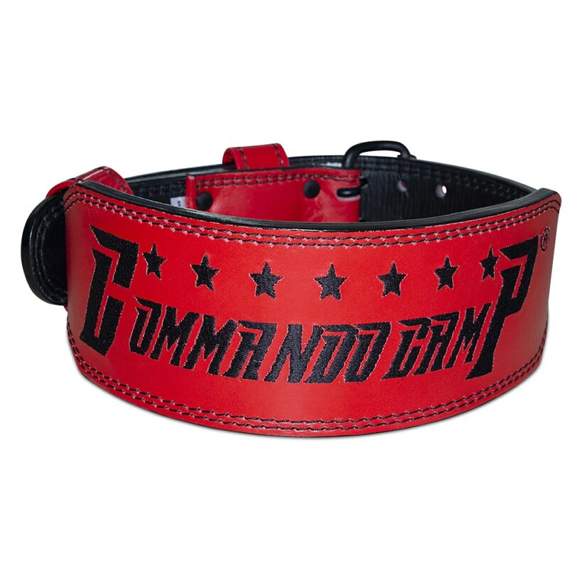 Red & Black Commando Camp Leather Weight Lifting Belt