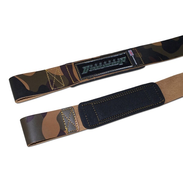 Camo Green Commando Camp Leather Weight Lifting Straps